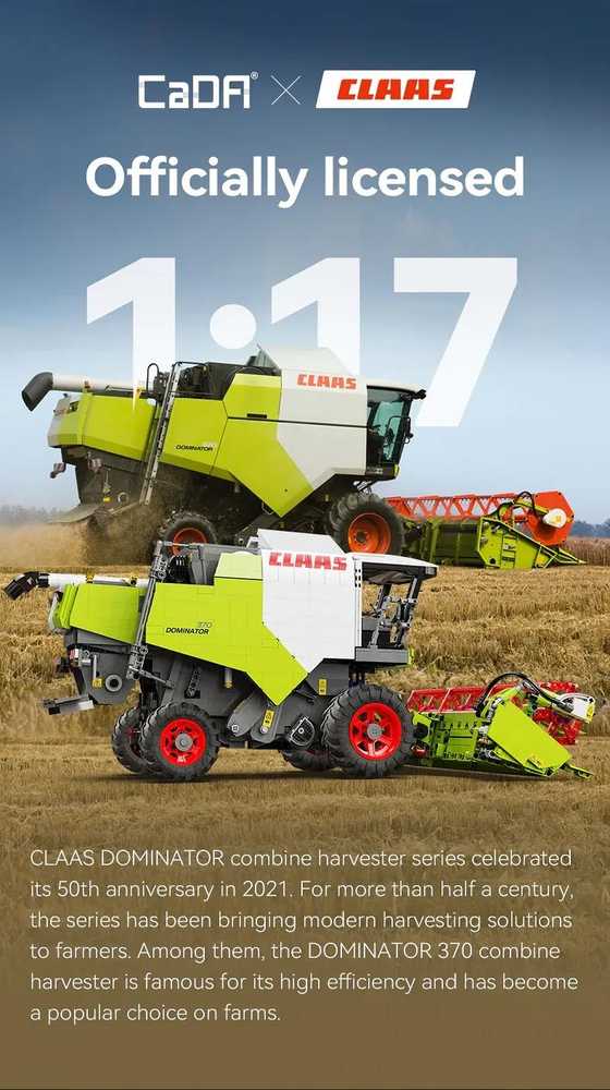 CaDA statybiniai blokai Claas Dominator 370 kombaino mastelis 1:17 58 cm 4567 elementai