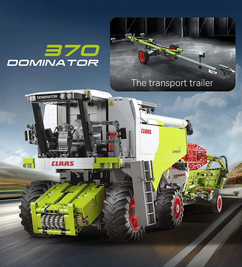 CaDA statybiniai blokai Claas Dominator 370 kombaino mastelis 1:17 58 cm 4567 elementai