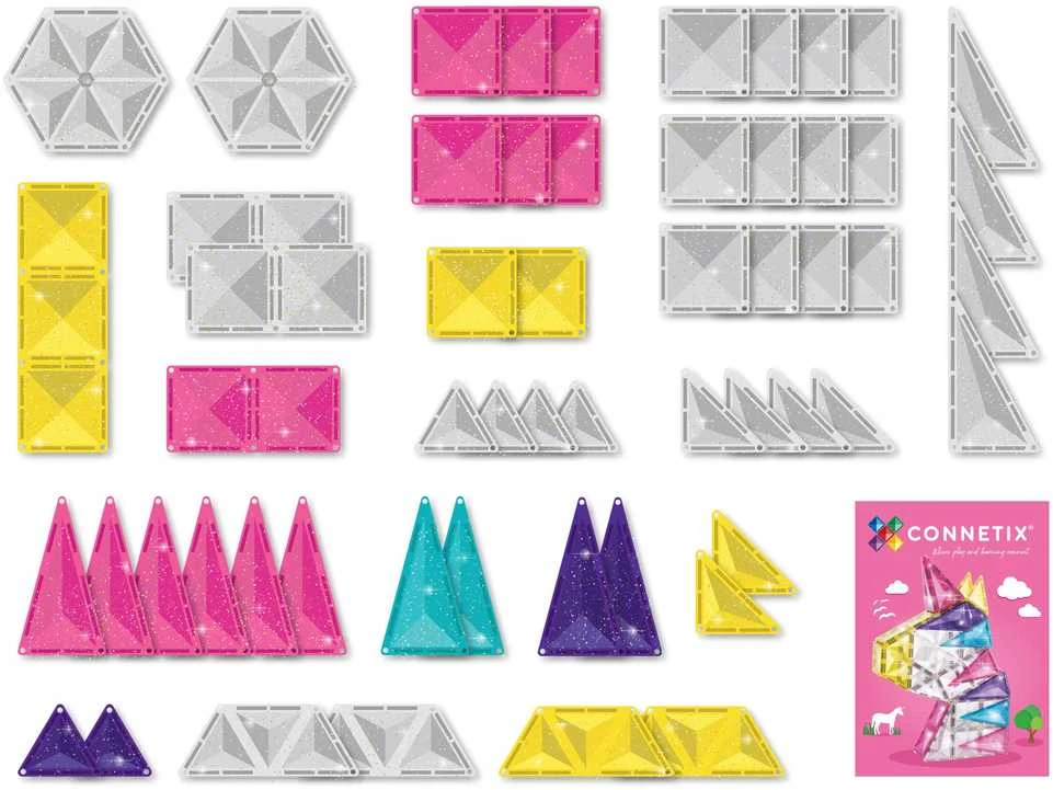 CONNETIX magnetinis konstruktorius 56d. Glitter Unicorn Pack