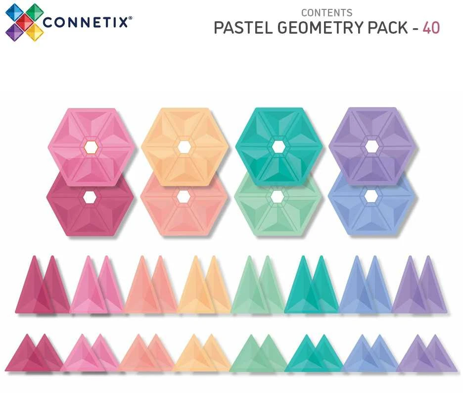 Connetix Pastelinis Geometrinis rinkinys 40 dalių