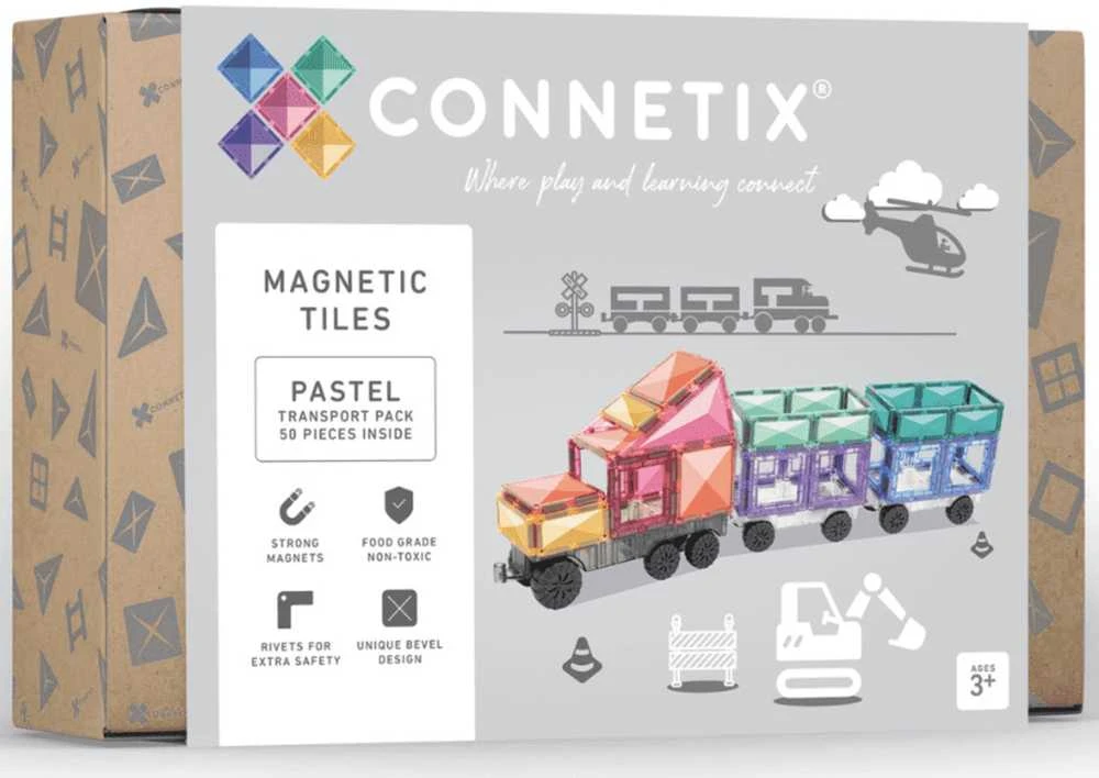 Connetix pastelinis TRANSPORTO rinkinys 50 dalių