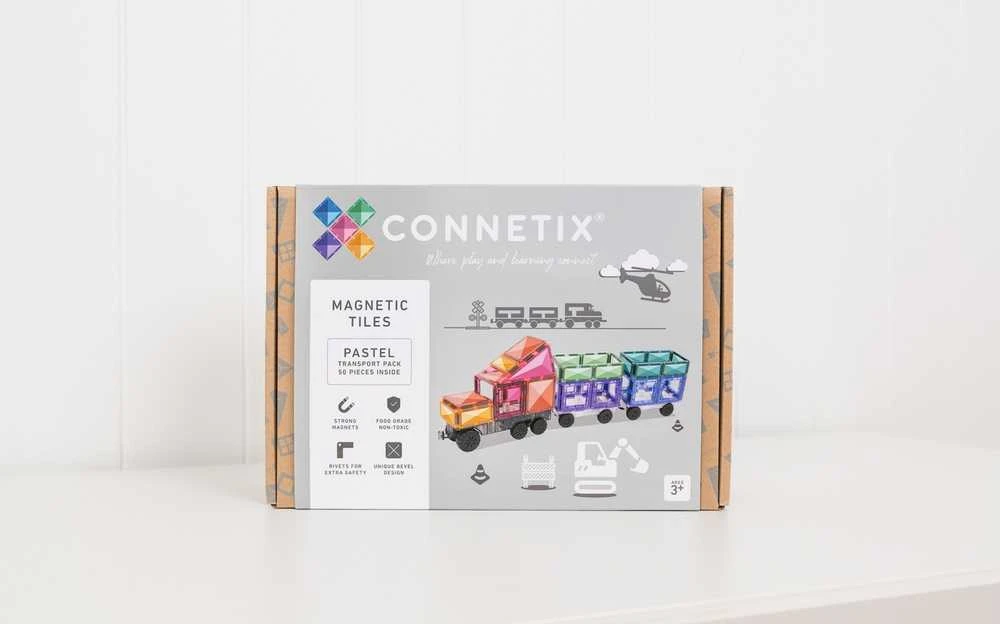 Connetix pastelinis TRANSPORTO rinkinys 50 dalių