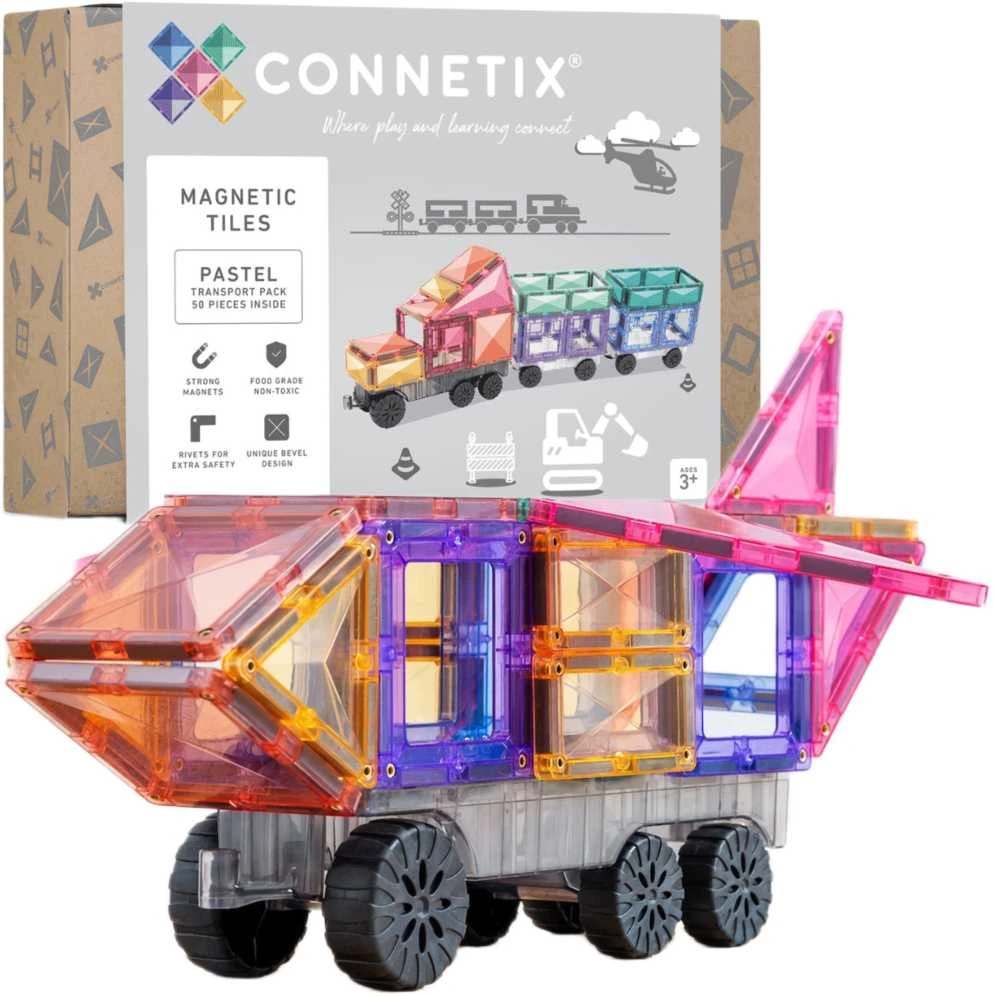 Connetix pastelinis TRANSPORTO rinkinys 50 dalių