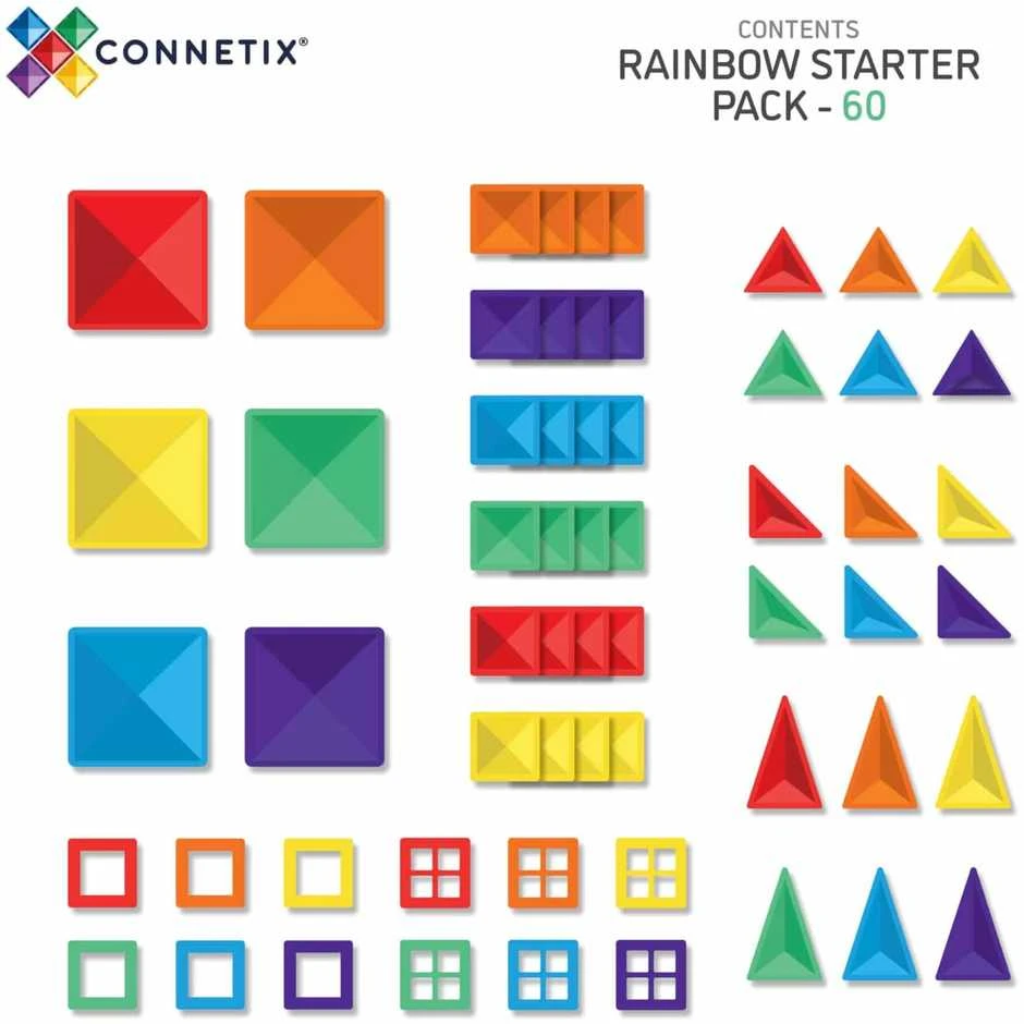 Magnetinis konstruktorius Connetix  Rainbow Starter Pack, 60 dalių