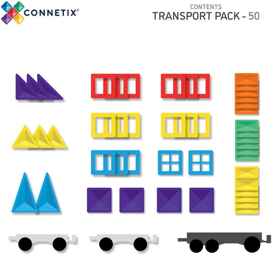 Connetix TRANSPORTO rinkinys 50 dalių