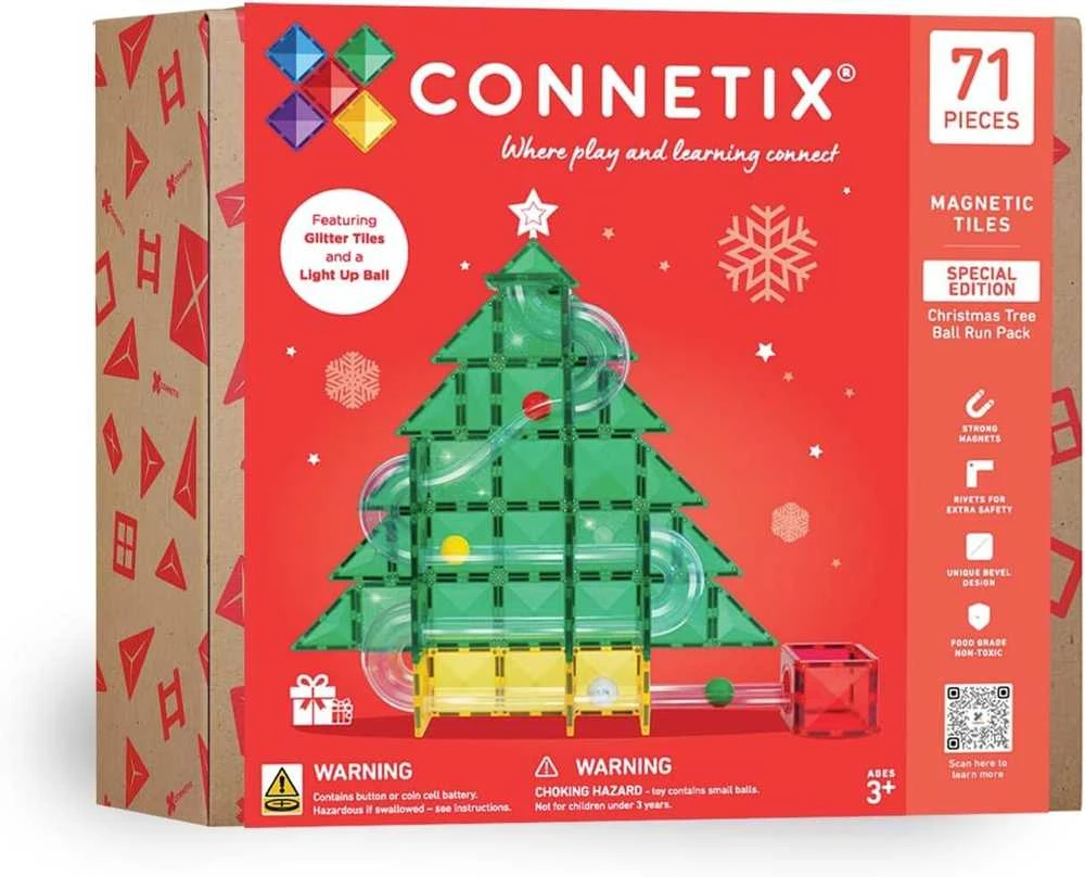 CONNETIX - Kamuoliukų trasa - 71d., Special Edition Christmas Tree Ball Run