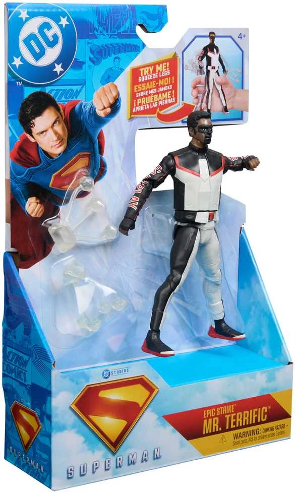 DC Comics Epic Strike maža figūrėlė, judanti lėlė Mr. Terrific, 15 cm + priedai