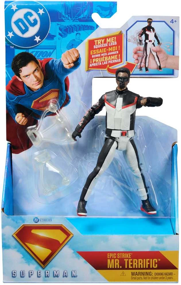 DC Comics Epic Strike maža figūrėlė, judanti lėlė Mr. Terrific, 15 cm + priedai