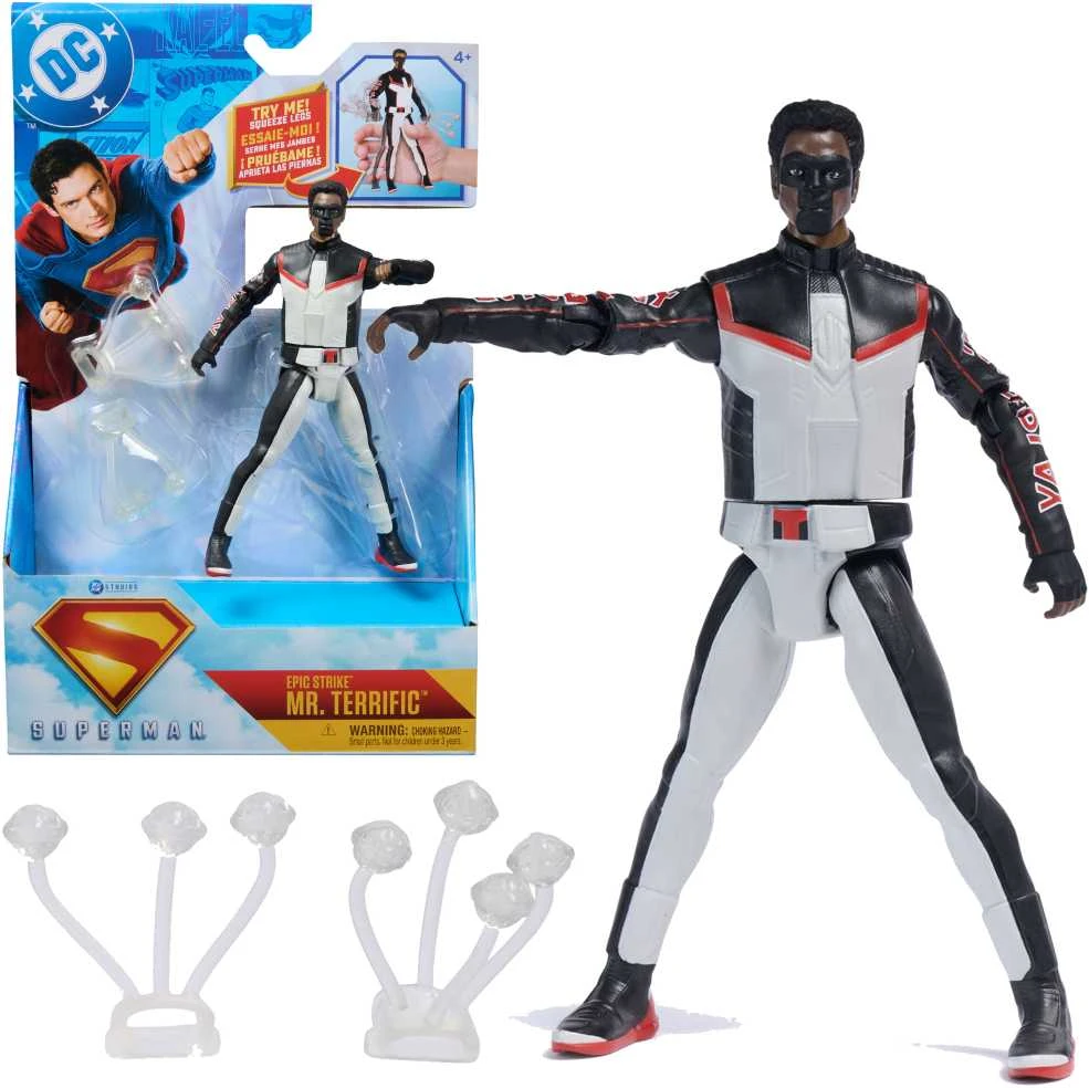 DC Comics Epic Strike maža figūrėlė, judanti lėlė Mr. Terrific, 15 cm + priedai