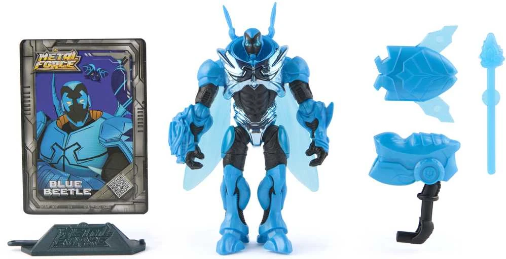 DC Comics Metal Force maža figūrėlė Mėlynojo vabalo skarabėjo vyro lėlė 12 cm
