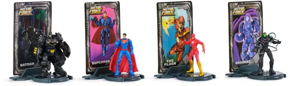 Spin Master DC Comics Rinkinio figūrėlė Metal Force Batman Superman Brainiac The Flash + metalinės kortelės