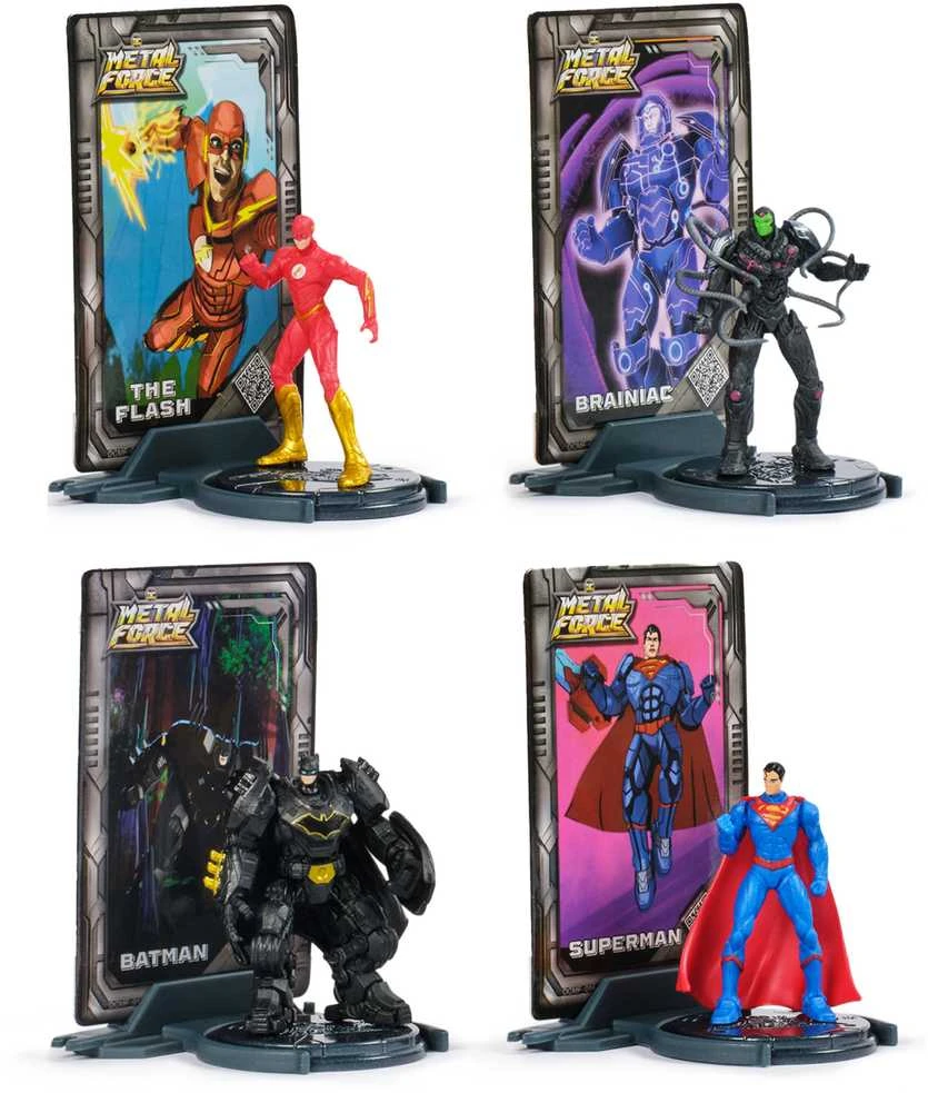 Spin Master DC Comics Rinkinio figūrėlė Metal Force Batman Superman Brainiac The Flash + metalinės kortelės