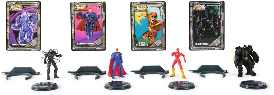 Spin Master DC Comics Rinkinio figūrėlė Metal Force Batman Superman Brainiac The Flash + metalinės kortelės