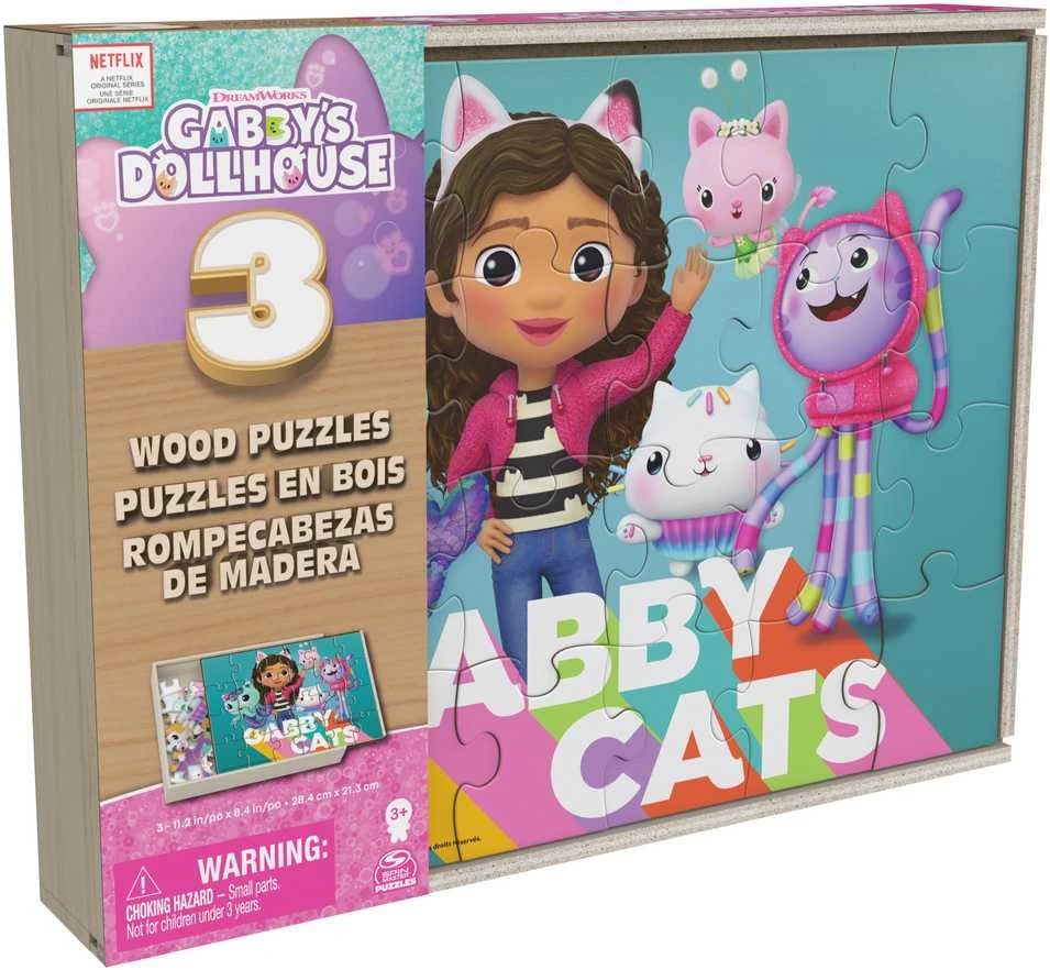 Dėlionė Spin Master Gabby's Dollhouse 3x24 vnt. Mediniai galvosūkiai