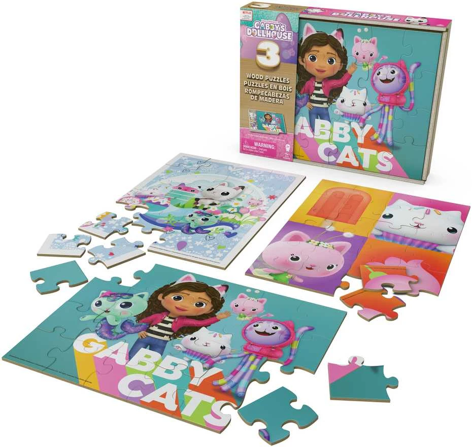 Dėlionė Spin Master Gabby's Dollhouse 3x24 vnt. Mediniai galvosūkiai