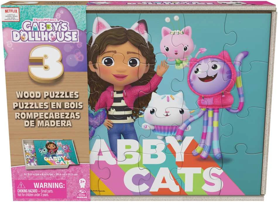 Dėlionė Spin Master Gabby's Dollhouse 3x24 vnt. Mediniai galvosūkiai