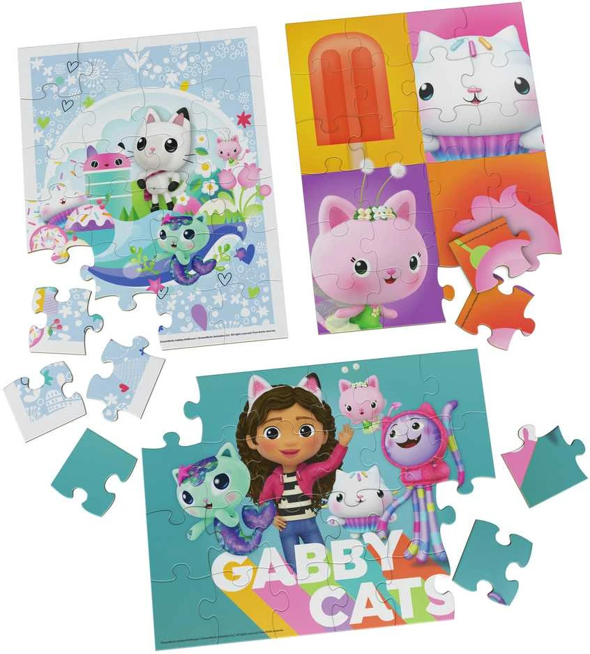 Dėlionė Spin Master Gabby's Dollhouse 3x24 vnt. Mediniai galvosūkiai