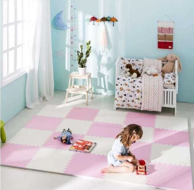 Dėlionė Humbi Foam Mat Foam Puzzle 9 vnt. rožinis grafito pilkas 180 x 180 x 1 cm