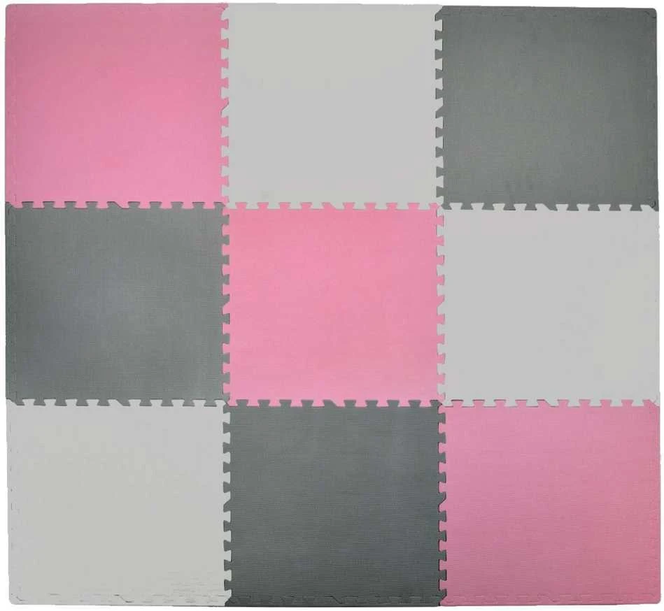 Dėlionė Humbi Foam Mat Foam Puzzle 9 vnt. rožinis grafito pilkas 180 x 180 x 1 cm