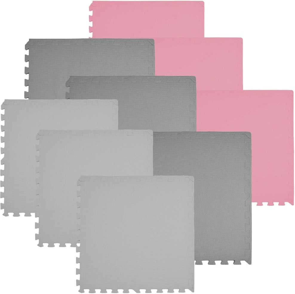 Dėlionė Humbi Foam Mat Foam Puzzle 9 vnt. rožinis grafito pilkas 180 x 180 x 1 cm