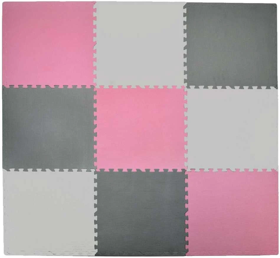 Dėlionė Humbi Foam Mat Foam Puzzle 9 vnt. rožinis grafito pilkas 180 x 180 x 1 cm
