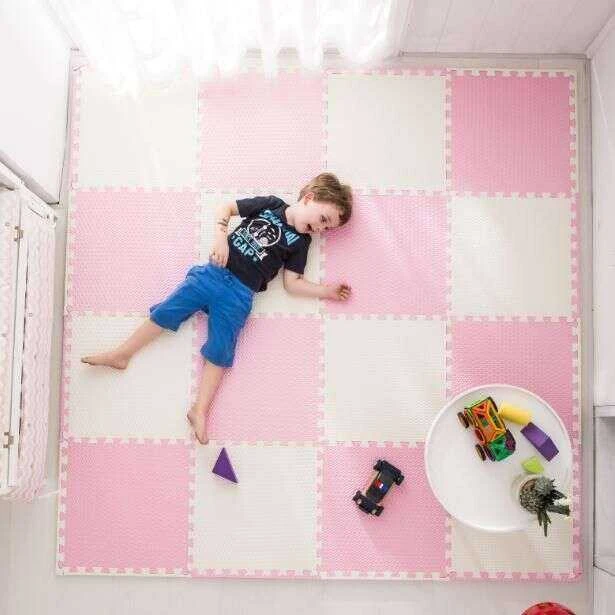 Dėlionė Humbi Foam Mat Foam Puzzle 9 vnt. rožinis grafito pilkas 180 x 180 x 1 cm