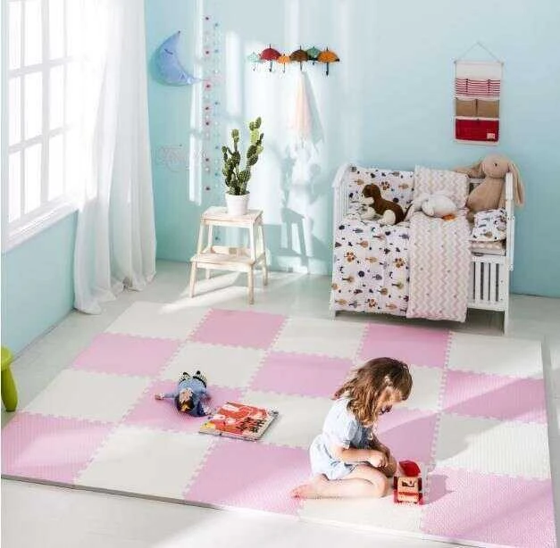 Dėlionė Humbi Foam Mat Foam Puzzle 9 vnt. rožinis grafito pilkas 180 x 180 x 1 cm