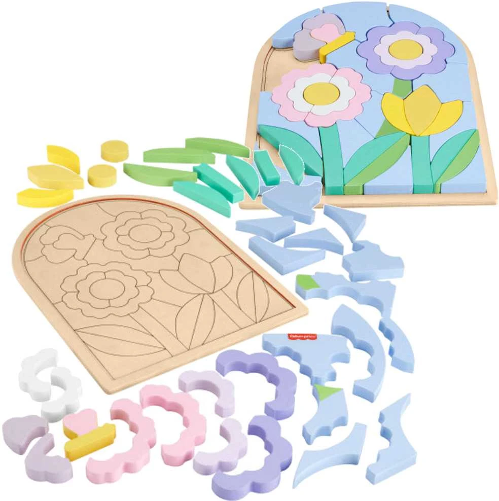 Mattel FISHER-PRICE medinė dėlionė – Gėlės (HXT97)