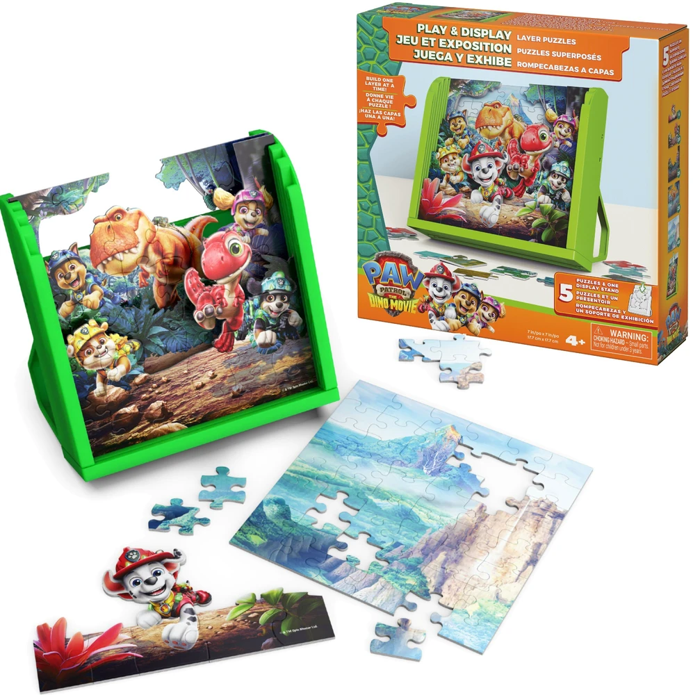 Dėlionė Sm Games Puzzles Psi Patrol I Dinozaury Film Dino Puzzle 5 Układanek 3d 125 El. + Podstawka