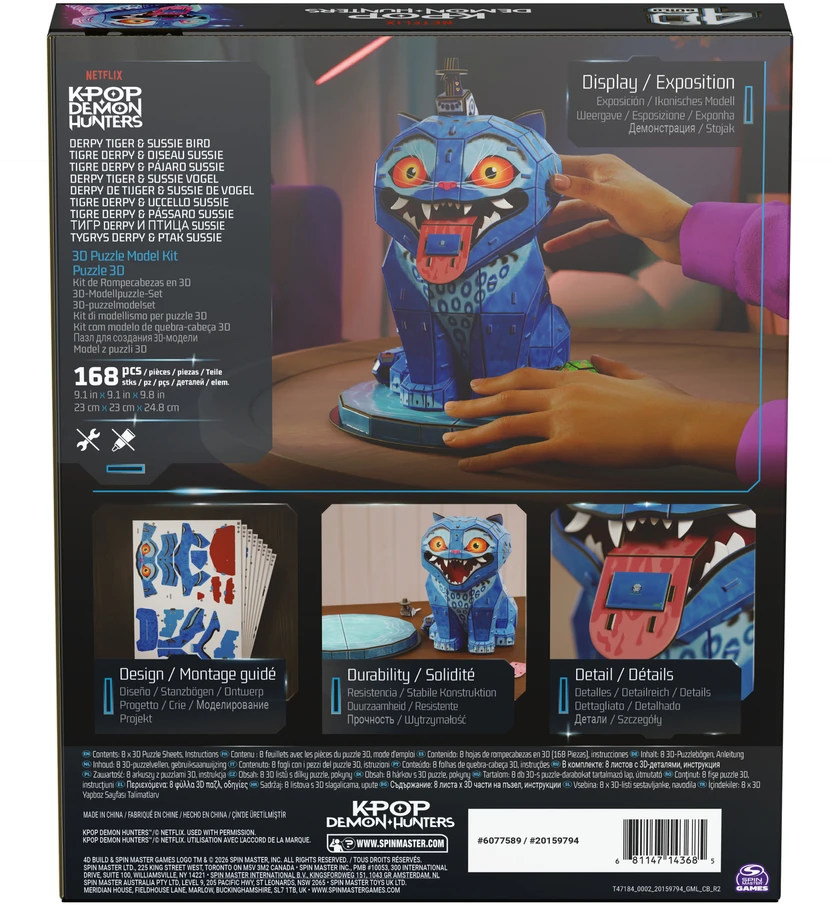 Dėlionė Spin Master Puzzle 4D Build K-Pop Demon Hunters Tygrys Derpy modelis 3D do złożenia