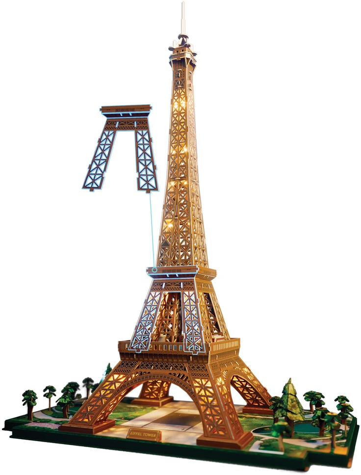 Dėlionė Puzzle 4D Build muzikinis centras Eiffla su podświetleniem LED modelis 3D do złożenia 90 cm