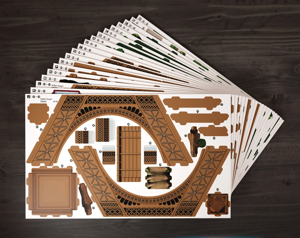 Dėlionė Puzzle 4D Build muzikinis centras Eiffla su podświetleniem LED modelis 3D do złożenia 90 cm