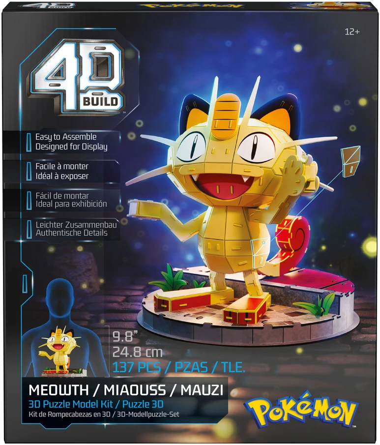 Dėlionė Puzzle 4D Build Pokemon Meowth kačiukas 3D modelis surinkimui