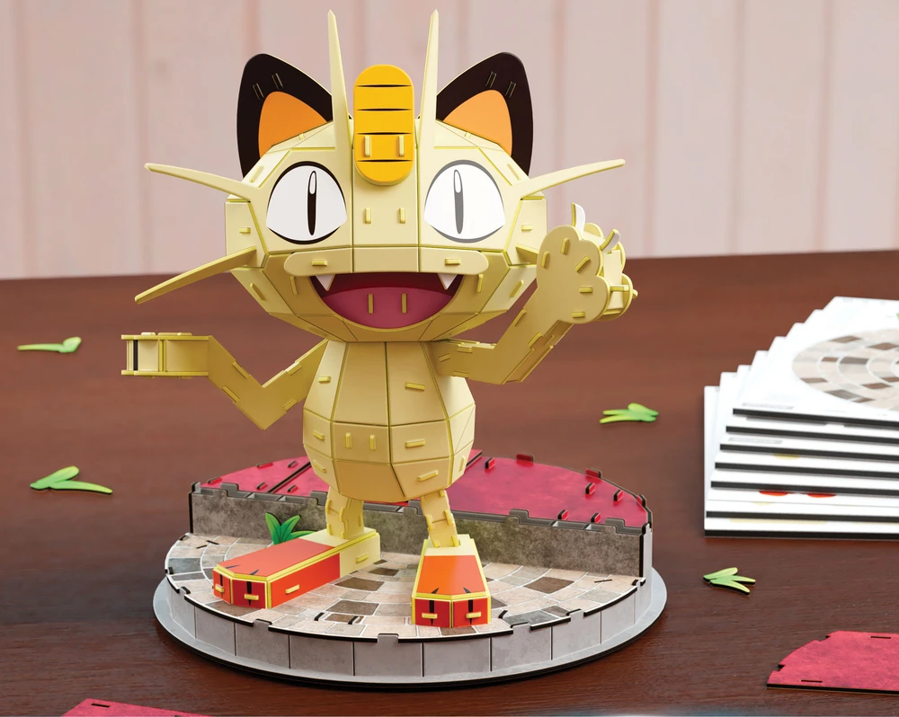 Dėlionė Puzzle 4D Build Pokemon Meowth kačiukas 3D modelis surinkimui