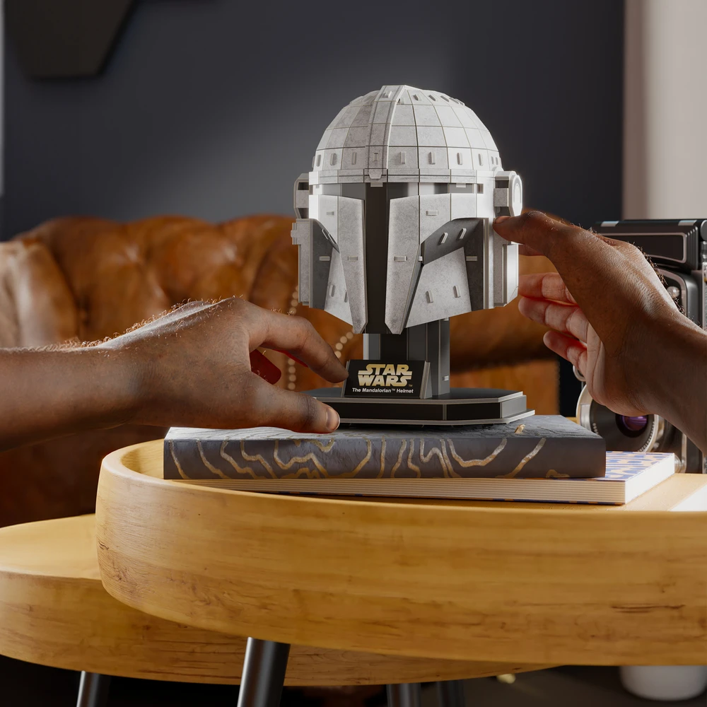 4D dėlionės „Star Wars Mandalorian“ 3D šalmo modelis surinkimui