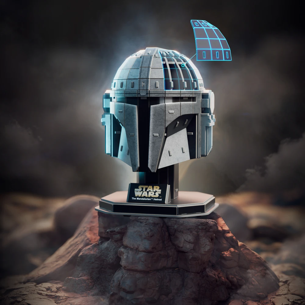 4D dėlionės „Star Wars Mandalorian“ 3D šalmo modelis surinkimui