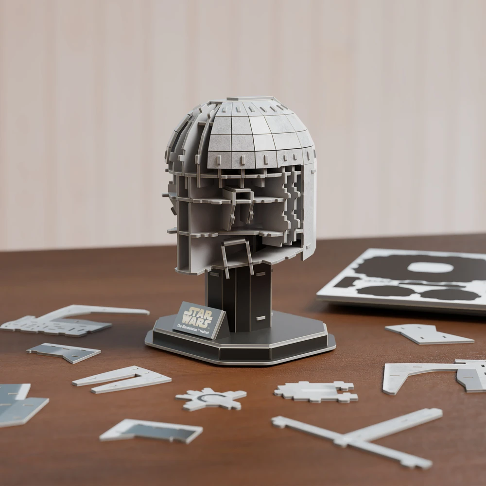 4D dėlionės „Star Wars Mandalorian“ 3D šalmo modelis surinkimui