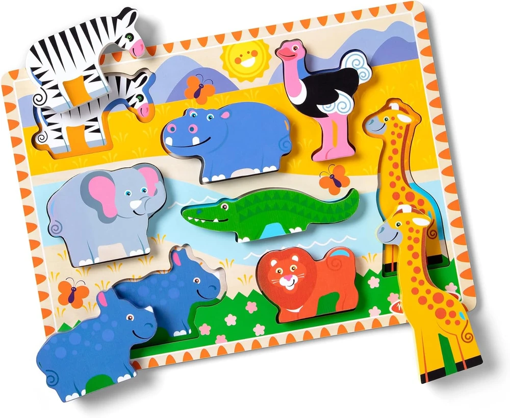 Melissa & Doug „Melissa &amp; Doug“ mediniai „Safari“ gyvūnėlių dėlionės