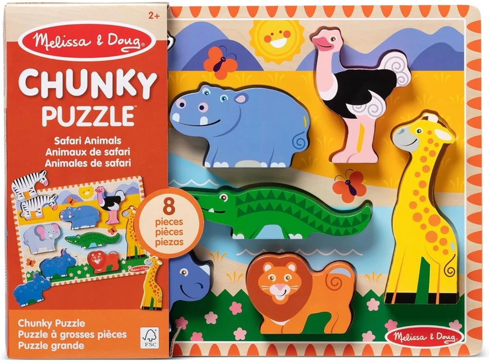 Melissa & Doug „Melissa &amp; Doug“ mediniai „Safari“ gyvūnėlių dėlionės