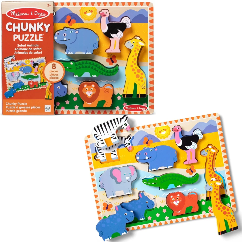 Melissa & Doug „Melissa &amp; Doug“ mediniai „Safari“ gyvūnėlių dėlionės