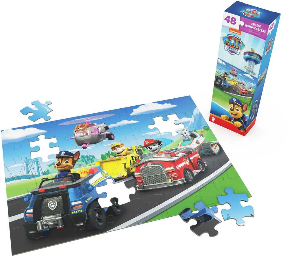 Paw Patrol dėlionė Chase Skye komanda Marshall transporto priemonės 48 detalės 27,9 x 38,1 cm