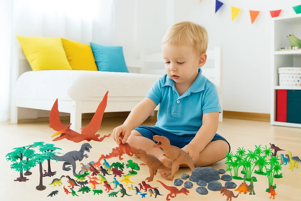 Boley Laukinių dinozaurų figūrėlių rinkinys 55 dalių konteineryje