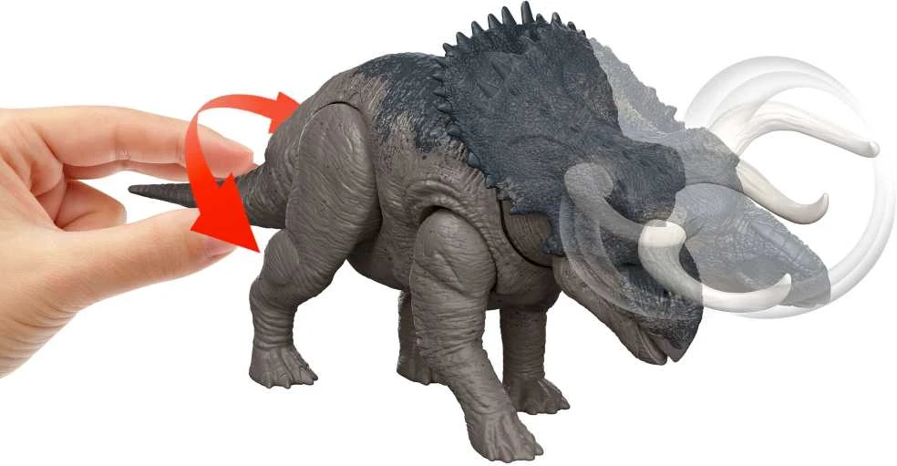 Mattel Dinozauro figūrėlė Nasutoceratops Juros pasaulio atgimimas Wild Riaumojimo garsas 30 cm