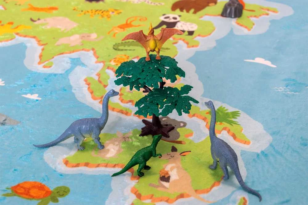 Dinozaurai Figūrėlės Didelės Rinkinys Indelyje + Priedai 40 Vnt 5-13 cm Boley