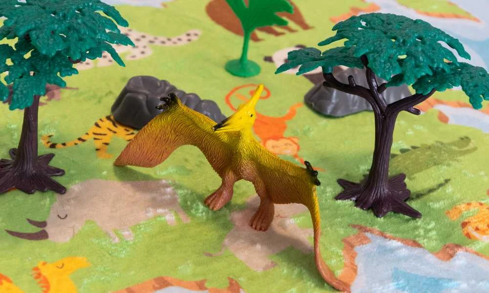 Dinozaurai Figūrėlės Didelės Rinkinys Indelyje + Priedai 40 Vnt 5-13 cm Boley
