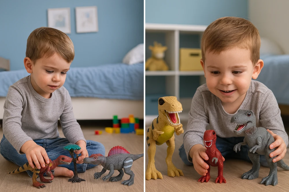 Norimpex Dinozaurų interaktyvios figūrėlės Rinkinys Judantis garsas Šviesa Riaumojimas 22 cm Spinosaurus Tyrannosaurus Velociraptor 3 vnt.