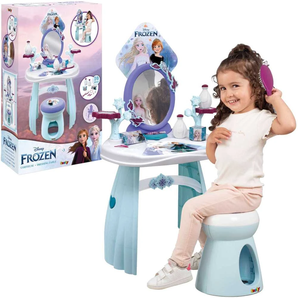 „Disney Frozen“ tualetinis staliukas su taburete ir veidrodžiu 2 viename + 10 priedų