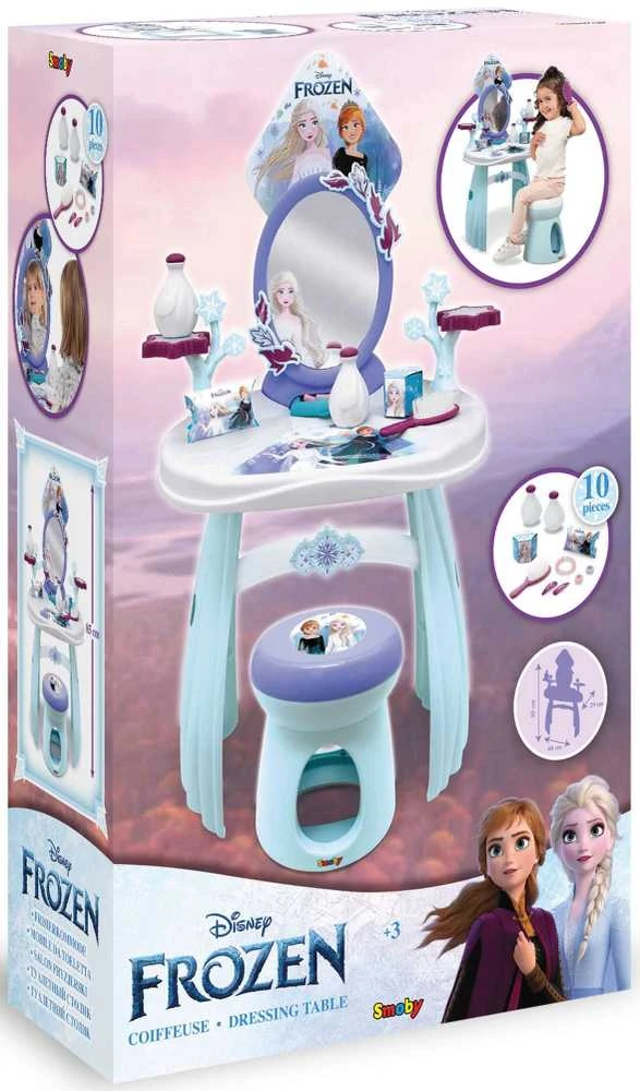 „Disney Frozen“ tualetinis staliukas su taburete ir veidrodžiu 2 viename + 10 priedų