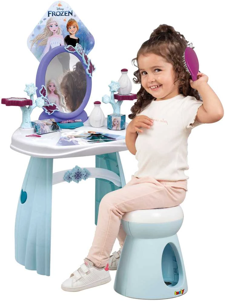 „Disney Frozen“ tualetinis staliukas su taburete ir veidrodžiu 2 viename + 10 priedų