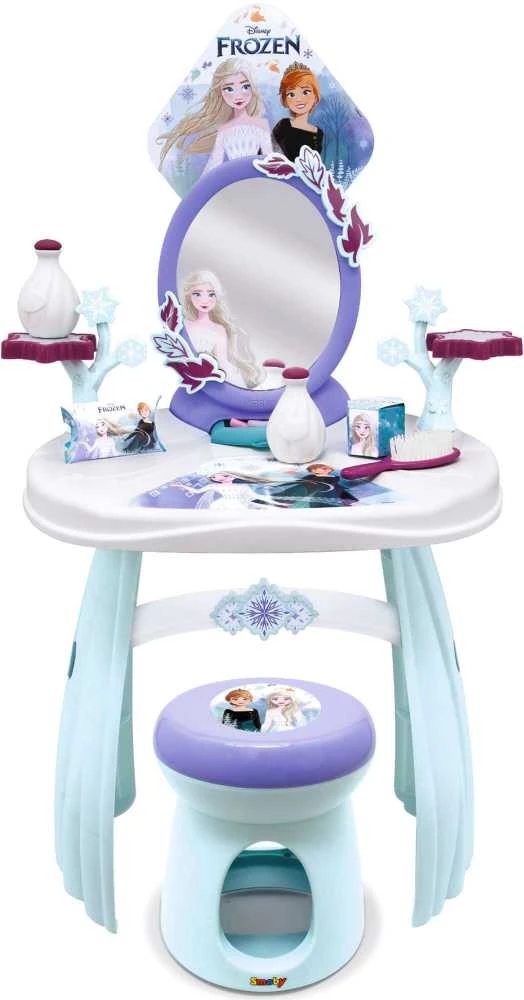 „Disney Frozen“ tualetinis staliukas su taburete ir veidrodžiu 2 viename + 10 priedų